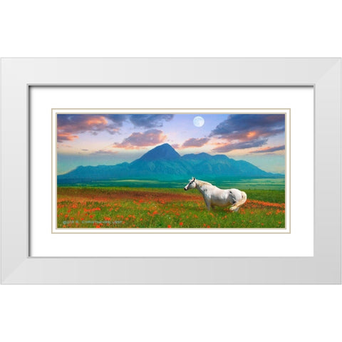 Horse in Flowers II White Modern Wood Framed Art Print with Double Matting by Vest, Chris