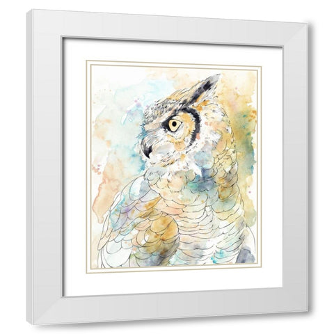 Owl Majestic I White Modern Wood Framed Art Print with Double Matting by Warren, Annie