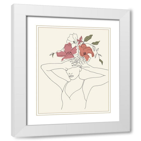 Blooming I White Modern Wood Framed Art Print with Double Matting by Wang, Melissa