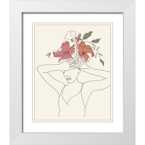 Blooming I White Modern Wood Framed Art Print with Double Matting by Wang, Melissa