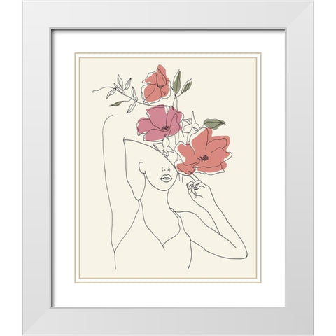 Blooming II White Modern Wood Framed Art Print with Double Matting by Wang, Melissa