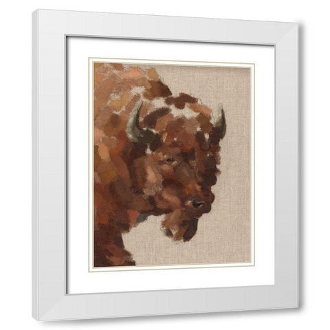 Tiled Bison I White Modern Wood Framed Art Print with Double Matting by Green, Jacob
