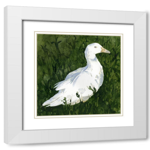 Lone Duck I White Modern Wood Framed Art Print with Double Matting by Caroline, Emma