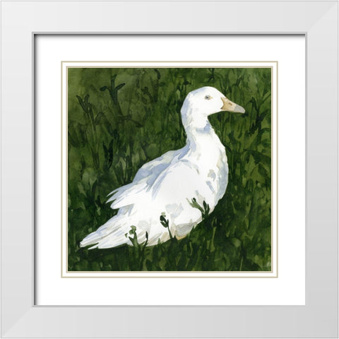 Lone Duck I White Modern Wood Framed Art Print with Double Matting by Caroline, Emma