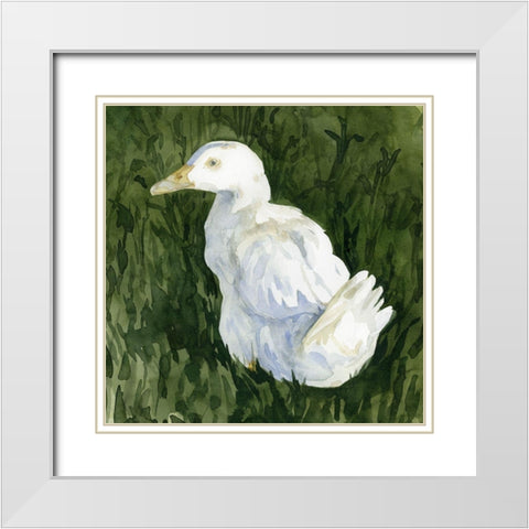 Lone Duck II White Modern Wood Framed Art Print with Double Matting by Caroline, Emma