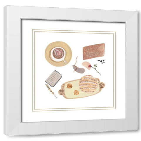 Autumn Baking Diary IV White Modern Wood Framed Art Print with Double Matting by Wang, Melissa