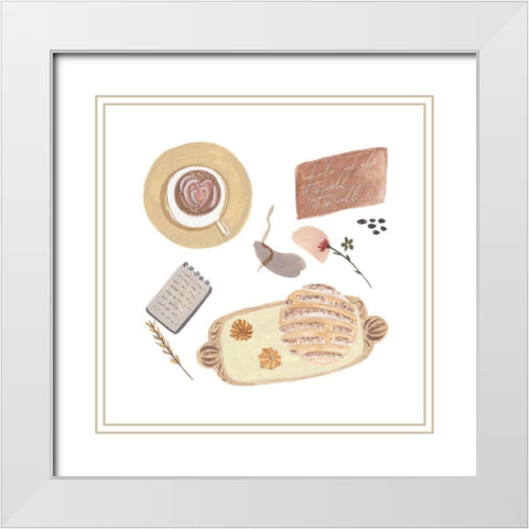 Autumn Baking Diary IV White Modern Wood Framed Art Print with Double Matting by Wang, Melissa