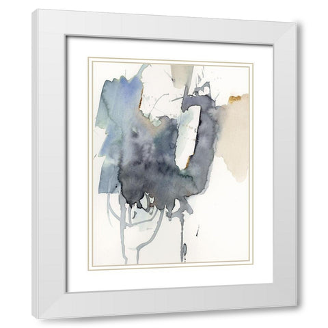 Indigo Splatter I White Modern Wood Framed Art Print with Double Matting by Barnes, Victoria