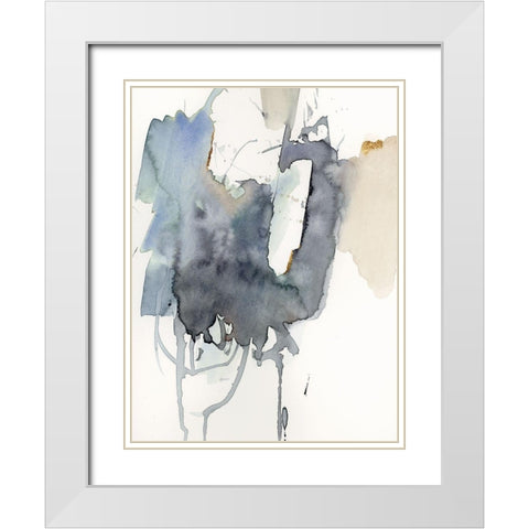 Indigo Splatter I White Modern Wood Framed Art Print with Double Matting by Barnes, Victoria