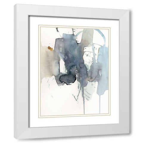 Indigo Splatter II White Modern Wood Framed Art Print with Double Matting by Barnes, Victoria