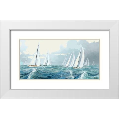 Sailing Ships I White Modern Wood Framed Art Print with Double Matting by Novak, Rick