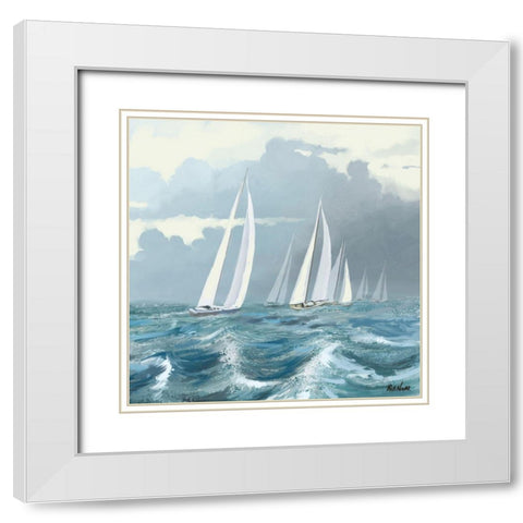 Sailing Ships II White Modern Wood Framed Art Print with Double Matting by Novak, Rick