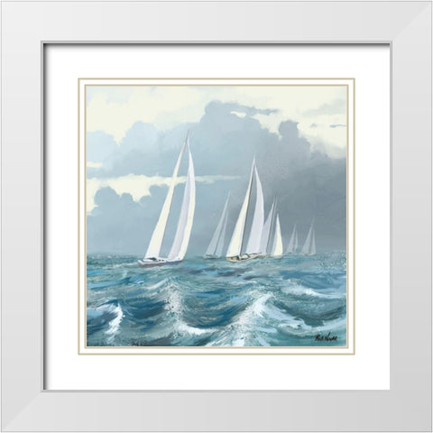 Sailing Ships II White Modern Wood Framed Art Print with Double Matting by Novak, Rick