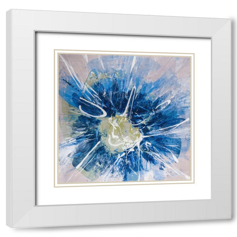 Blossom Blue III White Modern Wood Framed Art Print with Double Matting by Aryai, Sia