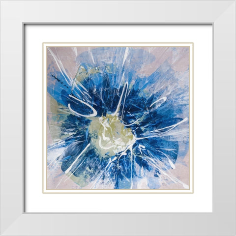 Blossom Blue III White Modern Wood Framed Art Print with Double Matting by Aryai, Sia