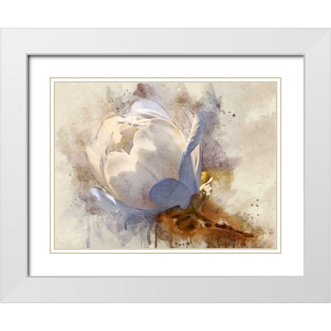 Playful Petals IV White Modern Wood Framed Art Print with Double Matting by Robertson, Leda