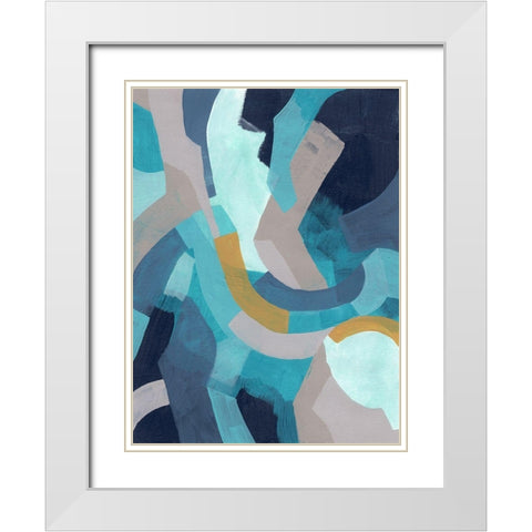 Puzzle Blues I White Modern Wood Framed Art Print with Double Matting by Vess, June Erica