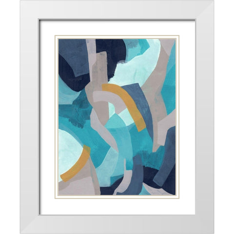Puzzle Blues II White Modern Wood Framed Art Print with Double Matting by Vess, June Erica