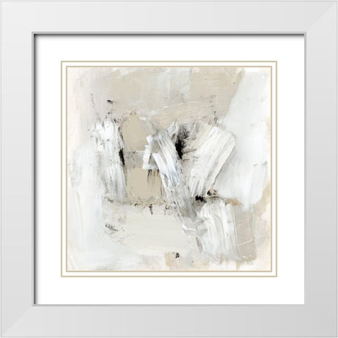 Neutral Brushstrokes I White Modern Wood Framed Art Print with Double Matting by Barnes, Victoria