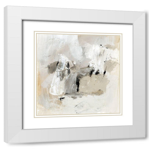 Neutral Brushstrokes II White Modern Wood Framed Art Print with Double Matting by Barnes, Victoria