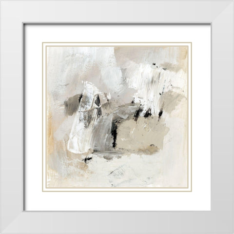 Neutral Brushstrokes II White Modern Wood Framed Art Print with Double Matting by Barnes, Victoria
