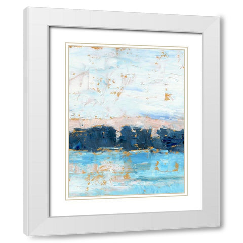 Indigo Treeline II White Modern Wood Framed Art Print with Double Matting by Harper, Ethan