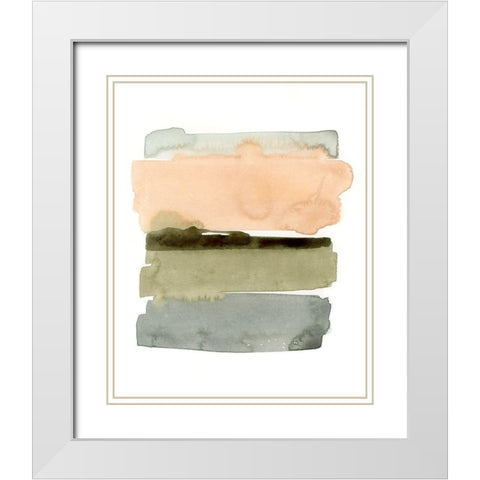 Peachy Horizon I White Modern Wood Framed Art Print with Double Matting by Barnes, Victoria