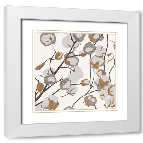 Cotton Balls I White Modern Wood Framed Art Print with Double Matting by Wang, Melissa