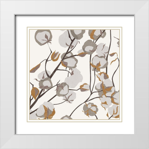 Cotton Balls I White Modern Wood Framed Art Print with Double Matting by Wang, Melissa