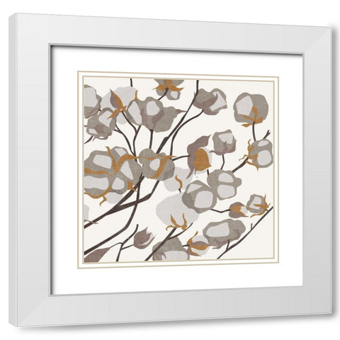 Cotton Balls II White Modern Wood Framed Art Print with Double Matting by Wang, Melissa