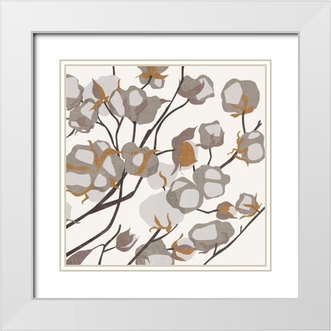 Cotton Balls II White Modern Wood Framed Art Print with Double Matting by Wang, Melissa