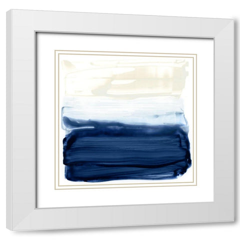 Ocean Brushstrokes I White Modern Wood Framed Art Print with Double Matting by Barnes, Victoria