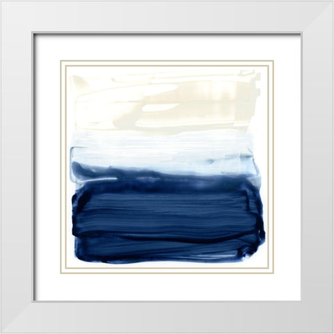 Ocean Brushstrokes I White Modern Wood Framed Art Print with Double Matting by Barnes, Victoria