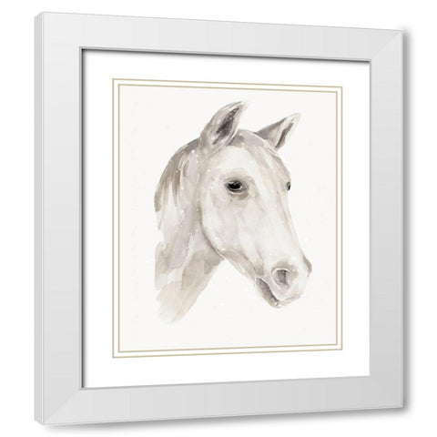 Ivory Stallion I White Modern Wood Framed Art Print with Double Matting by Warren, Annie