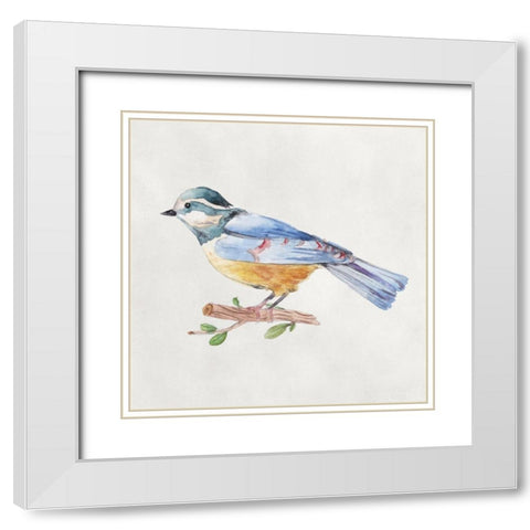 Bird Sketch V White Modern Wood Framed Art Print with Double Matting by Wang, Melissa