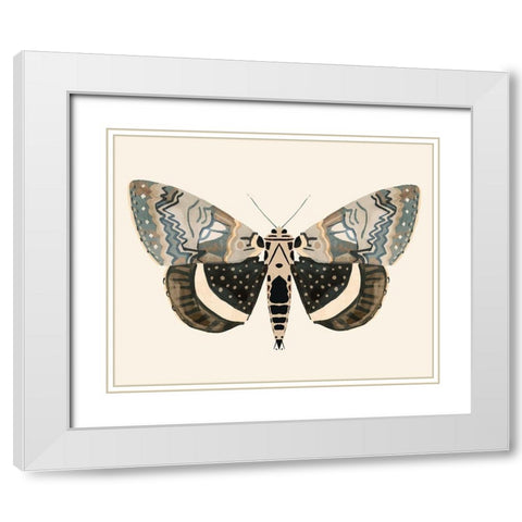 Neutral Moth I White Modern Wood Framed Art Print with Double Matting by Barnes, Victoria