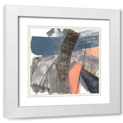 Neutrals and Coral II White Modern Wood Framed Art Print with Double Matting by Goldberger, Jennifer