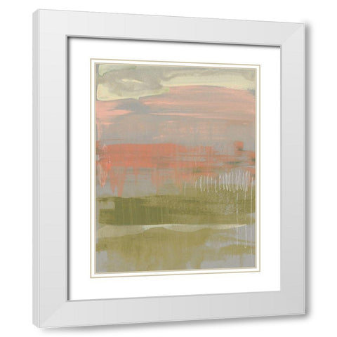 Coral and Olive Striations II White Modern Wood Framed Art Print with Double Matting by Goldberger, Jennifer