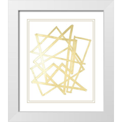 Golden Techno I White Modern Wood Framed Art Print with Double Matting by Lam, Vanna