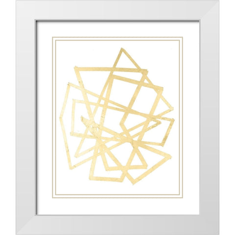 Golden Techno IV White Modern Wood Framed Art Print with Double Matting by Lam, Vanna