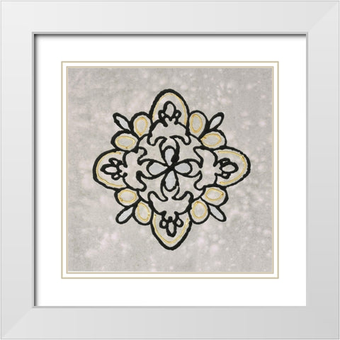 Pulp Mandala I White Modern Wood Framed Art Print with Double Matting by Vision Studio