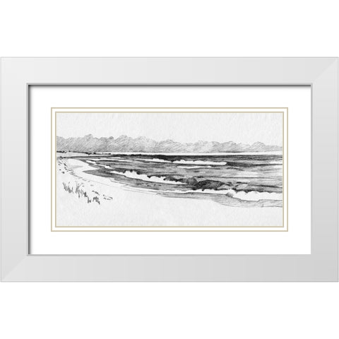 Quiet Ocean Sketch I White Modern Wood Framed Art Print with Double Matting by Caroline, Emma