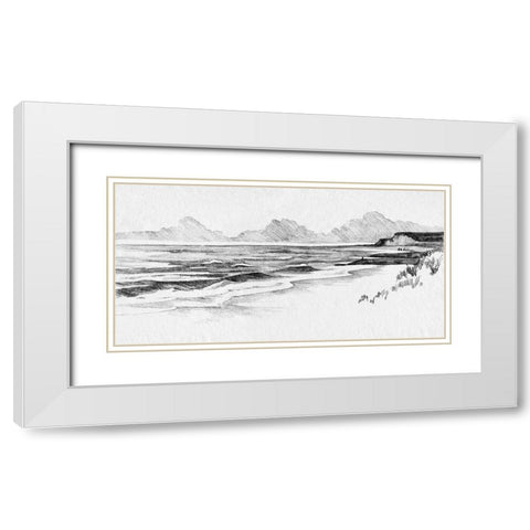 Quiet Ocean Sketch II White Modern Wood Framed Art Print with Double Matting by Caroline, Emma