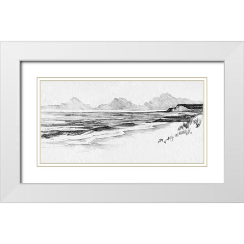 Quiet Ocean Sketch II White Modern Wood Framed Art Print with Double Matting by Caroline, Emma