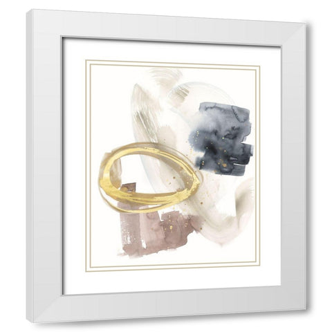 Golden Ring I White Modern Wood Framed Art Print with Double Matting by Goldberger, Jennifer