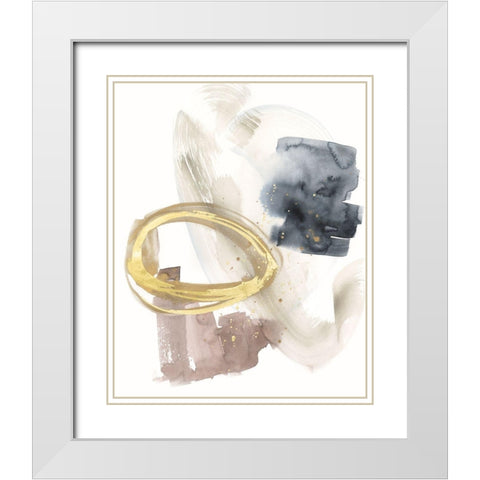 Golden Ring I White Modern Wood Framed Art Print with Double Matting by Goldberger, Jennifer