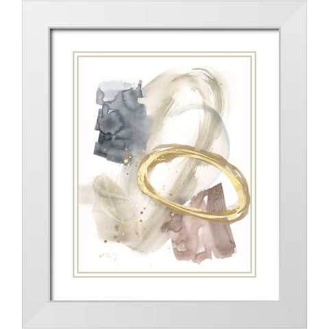 Golden Ring II White Modern Wood Framed Art Print with Double Matting by Goldberger, Jennifer