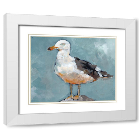 Seagull Stance II White Modern Wood Framed Art Print with Double Matting by Parker, Jennifer Paxton