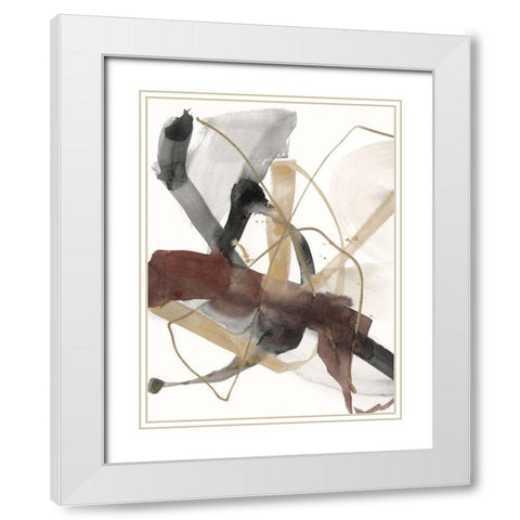 Burgundy Interjection I White Modern Wood Framed Art Print with Double Matting by Goldberger, Jennifer