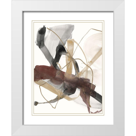 Burgundy Interjection I White Modern Wood Framed Art Print with Double Matting by Goldberger, Jennifer